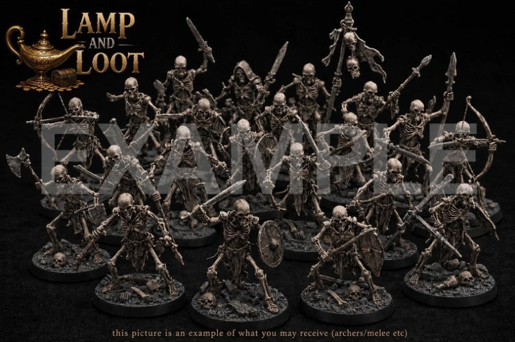 20 Skeleton Horde Miniatures Lot 32mm Undead Army Lot RPG DND Pathfinder ABSLike