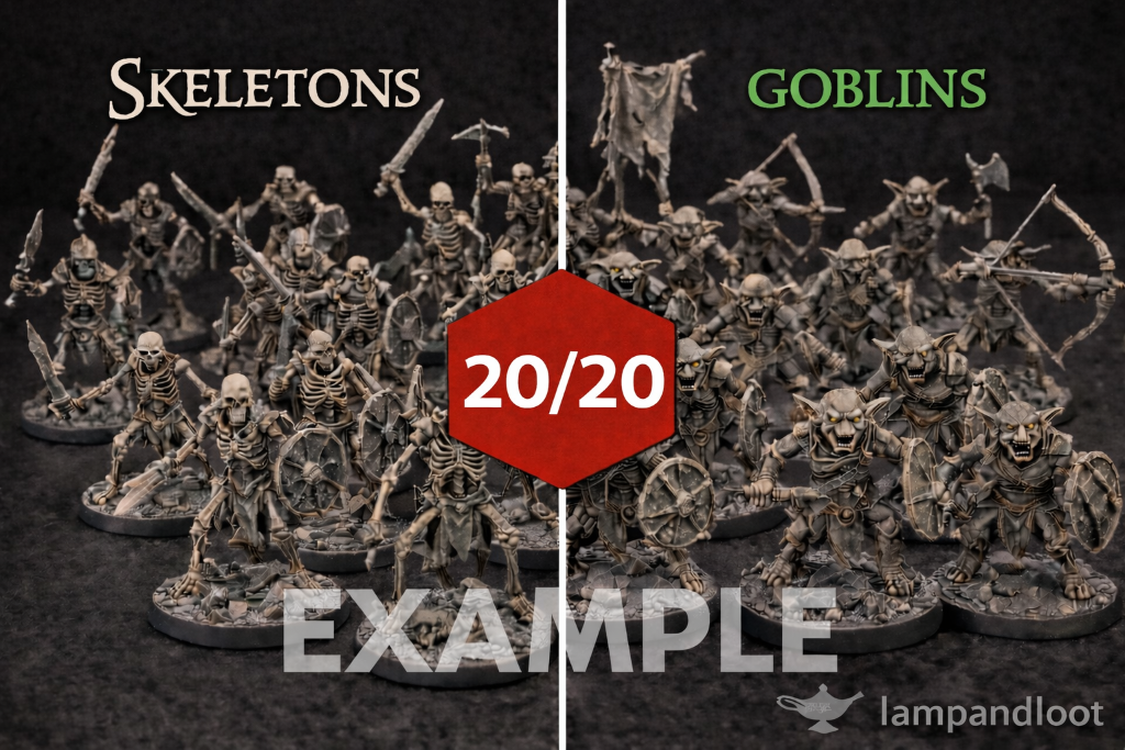 40PCS D&D Miniatures Lot Skeletons & Goblins 28mm Unpainted Resin Figures RPG